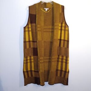 Cato Women's Brown and Mustsrd Plaid Cardigan